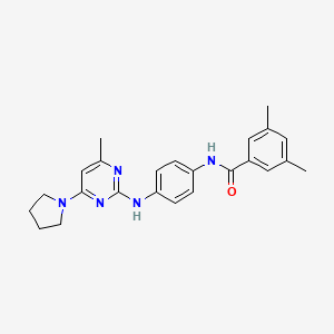 3,5-Dimethyl-N-(4-{[4-methyl-6-(pyrrolidin-1-YL)pyrimidin-2-YL]amino}phenyl)benzamide