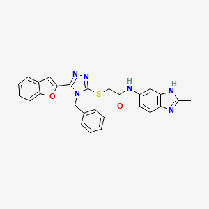 2-{[5-(1-benzofuran-2-yl)-4-benzyl-4H-1,2,4-triazol-3-yl]sulfanyl}-N-(2-methyl-1H-benzimidazol-5-yl)acetamide