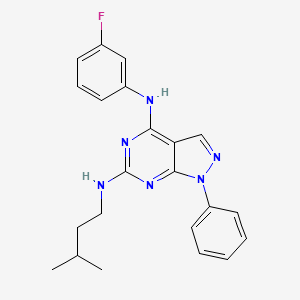 molecular formula C22H23FN6 B11236177 N~4~-(3-fluorophenyl)-N~6~-(3-methylbutyl)-1-phenyl-1H-pyrazolo[3,4-d]pyrimidine-4,6-diamine 