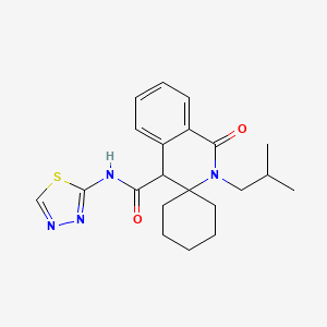 molecular formula C21H26N4O2S B11236213 2'-(2-methylpropyl)-1'-oxo-N-(1,3,4-thiadiazol-2-yl)-1',4'-dihydro-2'H-spiro[cyclohexane-1,3'-isoquinoline]-4'-carboxamide 