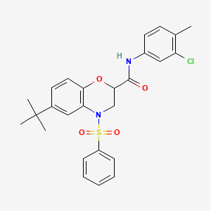 molecular formula C26H27ClN2O4S B11236216 6-tert-butyl-N-(3-chloro-4-methylphenyl)-4-(phenylsulfonyl)-3,4-dihydro-2H-1,4-benzoxazine-2-carboxamide 