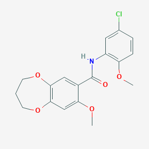 molecular formula C18H18ClNO5 B11236223 N-(5-chloro-2-methoxyphenyl)-8-methoxy-3,4-dihydro-2H-1,5-benzodioxepine-7-carboxamide 