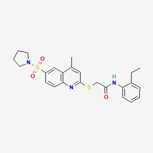 N-(2-Ethylphenyl)-2-{[4-methyl-6-(pyrrolidine-1-sulfonyl)quinolin-2-YL]sulfanyl}acetamide