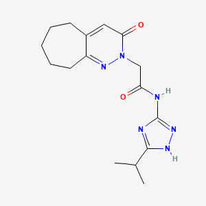 molecular formula C16H22N6O2 B11236259 2-(3-oxo-3,5,6,7,8,9-hexahydro-2H-cyclohepta[c]pyridazin-2-yl)-N-[3-(propan-2-yl)-1H-1,2,4-triazol-5-yl]acetamide 