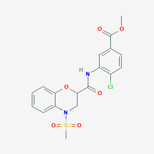 molecular formula C18H17ClN2O6S B11236263 methyl 4-chloro-3-({[4-(methylsulfonyl)-3,4-dihydro-2H-1,4-benzoxazin-2-yl]carbonyl}amino)benzoate 