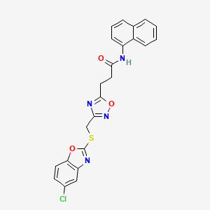 molecular formula C23H17ClN4O3S B11236307 3-(3-{[(5-chloro-1,3-benzoxazol-2-yl)sulfanyl]methyl}-1,2,4-oxadiazol-5-yl)-N-(naphthalen-1-yl)propanamide 