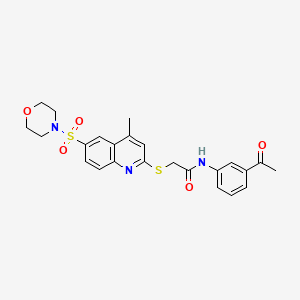 molecular formula C24H25N3O5S2 B11236338 N-(3-Acetylphenyl)-2-{[4-methyl-6-(morpholine-4-sulfonyl)quinolin-2-YL]sulfanyl}acetamide 