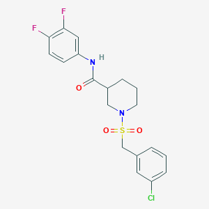 molecular formula C19H19ClF2N2O3S B11236350 1-[(3-chlorobenzyl)sulfonyl]-N-(3,4-difluorophenyl)piperidine-3-carboxamide 