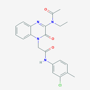 molecular formula C21H21ClN4O3 B11236354 N-(4-{2-[(3-chloro-4-methylphenyl)amino]-2-oxoethyl}-3-oxo-3,4-dihydroquinoxalin-2-yl)-N-ethylacetamide 