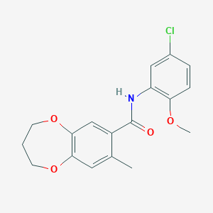 molecular formula C18H18ClNO4 B11236361 N-(5-chloro-2-methoxyphenyl)-8-methyl-3,4-dihydro-2H-1,5-benzodioxepine-7-carboxamide 