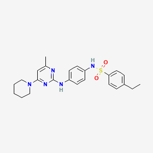 molecular formula C24H29N5O2S B11236372 4-ethyl-N-(4-((4-methyl-6-(piperidin-1-yl)pyrimidin-2-yl)amino)phenyl)benzenesulfonamide 