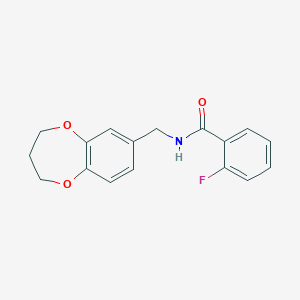 molecular formula C17H16FNO3 B11236378 N-(3,4-dihydro-2H-1,5-benzodioxepin-7-ylmethyl)-2-fluorobenzamide 