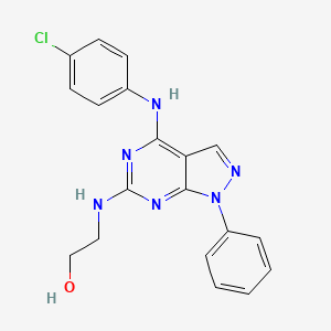 molecular formula C19H17ClN6O B11236386 2-({4-[(4-chlorophenyl)amino]-1-phenyl-1H-pyrazolo[3,4-d]pyrimidin-6-yl}amino)ethanol 