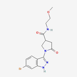 molecular formula C15H17BrN4O3 B11236394 1-(6-bromo-1H-indazol-3-yl)-N-(2-methoxyethyl)-5-oxo-3-pyrrolidinecarboxamide 