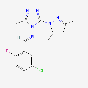 molecular formula C15H14ClFN6 B11236428 N-[(E)-(5-chloro-2-fluorophenyl)methylidene]-3-(3,5-dimethyl-1H-pyrazol-1-yl)-5-methyl-4H-1,2,4-triazol-4-amine 