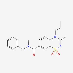 molecular formula C20H23N3O3S B11236451 N-benzyl-N,3-dimethyl-4-propyl-4H-1,2,4-benzothiadiazine-7-carboxamide 1,1-dioxide 