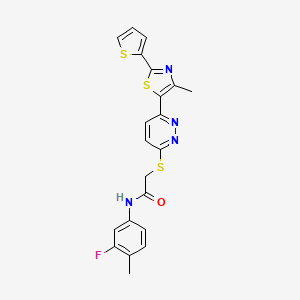 N-(3-fluoro-4-methylphenyl)-2-((6-(4-methyl-2-(thiophen-2-yl)thiazol-5-yl)pyridazin-3-yl)thio)acetamide