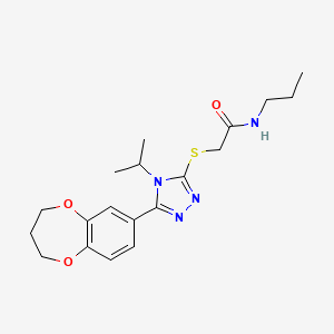 molecular formula C19H26N4O3S B11236493 2-{[5-(3,4-dihydro-2H-1,5-benzodioxepin-7-yl)-4-(propan-2-yl)-4H-1,2,4-triazol-3-yl]sulfanyl}-N-propylacetamide 