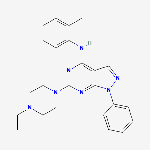 molecular formula C24H27N7 B11236552 6-(4-ethylpiperazin-1-yl)-N-(2-methylphenyl)-1-phenyl-1H-pyrazolo[3,4-d]pyrimidin-4-amine 