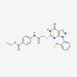 molecular formula C23H21N5O5S B11236582 ethyl 4-[({[1-(2-methoxyphenyl)-4-oxo-4,5-dihydro-1H-pyrazolo[3,4-d]pyrimidin-6-yl]thio}acetyl)amino]benzoate 