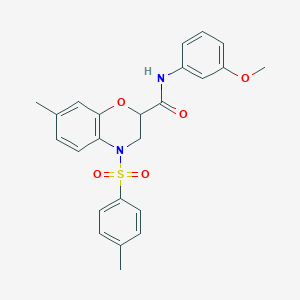 molecular formula C24H24N2O5S B11236618 N-(3-methoxyphenyl)-7-methyl-4-[(4-methylphenyl)sulfonyl]-3,4-dihydro-2H-1,4-benzoxazine-2-carboxamide 