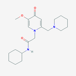 molecular formula C20H31N3O3 B11236622 N-cyclohexyl-2-(5-methoxy-4-oxo-2-(piperidin-1-ylmethyl)pyridin-1(4H)-yl)acetamide 