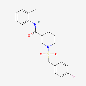 molecular formula C20H23FN2O3S B11236631 1-[(4-fluorobenzyl)sulfonyl]-N-(2-methylphenyl)piperidine-3-carboxamide 