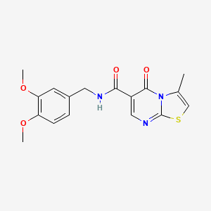 molecular formula C17H17N3O4S B11236650 N-(3,4-dimethoxybenzyl)-3-methyl-5-oxo-5H-[1,3]thiazolo[3,2-a]pyrimidine-6-carboxamide 