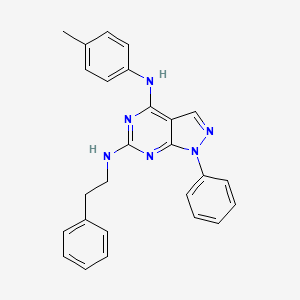 molecular formula C26H24N6 B11236658 N~4~-(4-methylphenyl)-1-phenyl-N~6~-(2-phenylethyl)-1H-pyrazolo[3,4-d]pyrimidine-4,6-diamine 