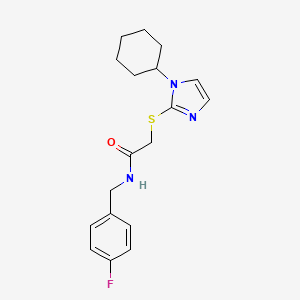 molecular formula C18H22FN3OS B11236663 2-((1-cyclohexyl-1H-imidazol-2-yl)thio)-N-(4-fluorobenzyl)acetamide 