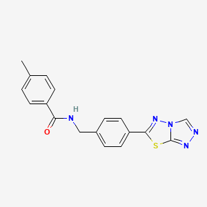 molecular formula C18H15N5OS B11236680 4-methyl-N-[4-([1,2,4]triazolo[3,4-b][1,3,4]thiadiazol-6-yl)benzyl]benzamide 