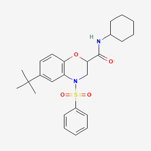 6-tert-butyl-N-cyclohexyl-4-(phenylsulfonyl)-3,4-dihydro-2H-1,4-benzoxazine-2-carboxamide