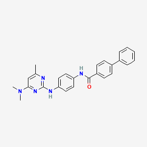 molecular formula C26H25N5O B11236699 N-(4-((4-(dimethylamino)-6-methylpyrimidin-2-yl)amino)phenyl)-[1,1'-biphenyl]-4-carboxamide 