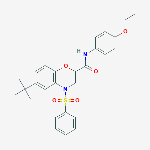 molecular formula C27H30N2O5S B11236716 6-tert-butyl-N-(4-ethoxyphenyl)-4-(phenylsulfonyl)-3,4-dihydro-2H-1,4-benzoxazine-2-carboxamide 