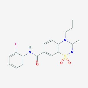 molecular formula C18H18FN3O3S B11236719 N-(2-fluorophenyl)-3-methyl-4-propyl-4H-1,2,4-benzothiadiazine-7-carboxamide 1,1-dioxide 