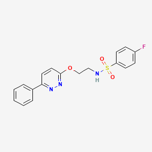 molecular formula C18H16FN3O3S B11236730 4-fluoro-N-(2-((6-phenylpyridazin-3-yl)oxy)ethyl)benzenesulfonamide 