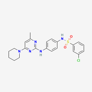 3-chloro-N-(4-((4-methyl-6-(piperidin-1-yl)pyrimidin-2-yl)amino)phenyl)benzenesulfonamide