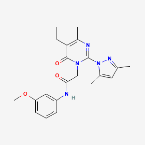 molecular formula C21H25N5O3 B11236740 2-(2-(3,5-dimethyl-1H-pyrazol-1-yl)-5-ethyl-4-methyl-6-oxopyrimidin-1(6H)-yl)-N-(3-methoxyphenyl)acetamide 