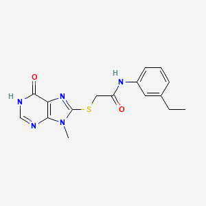 molecular formula C16H17N5O2S B11236747 N-(3-ethylphenyl)-2-[(9-methyl-6-oxo-6,9-dihydro-1H-purin-8-yl)sulfanyl]acetamide 