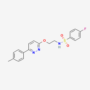 molecular formula C19H18FN3O3S B11236761 4-fluoro-N-(2-((6-(p-tolyl)pyridazin-3-yl)oxy)ethyl)benzenesulfonamide 