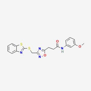 3-{3-[(1,3-benzothiazol-2-ylsulfanyl)methyl]-1,2,4-oxadiazol-5-yl}-N-(3-methoxyphenyl)propanamide