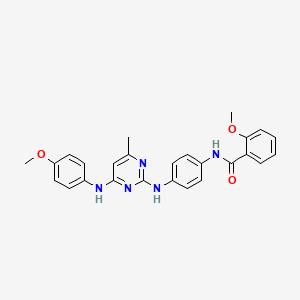 molecular formula C26H25N5O3 B11236856 2-methoxy-N-(4-((4-((4-methoxyphenyl)amino)-6-methylpyrimidin-2-yl)amino)phenyl)benzamide 