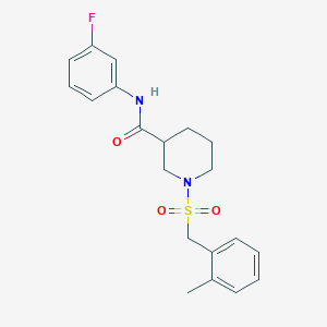 molecular formula C20H23FN2O3S B11236899 N-(3-fluorophenyl)-1-[(2-methylbenzyl)sulfonyl]piperidine-3-carboxamide 