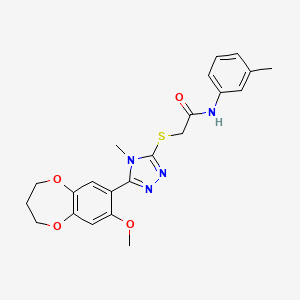 2-{[5-(8-methoxy-3,4-dihydro-2H-1,5-benzodioxepin-7-yl)-4-methyl-4H-1,2,4-triazol-3-yl]sulfanyl}-N-(3-methylphenyl)acetamide