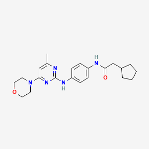 molecular formula C22H29N5O2 B11236922 2-cyclopentyl-N-(4-((4-methyl-6-morpholinopyrimidin-2-yl)amino)phenyl)acetamide 