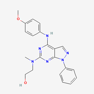 molecular formula C21H22N6O2 B11236929 2-[{4-[(4-methoxyphenyl)amino]-1-phenyl-1H-pyrazolo[3,4-d]pyrimidin-6-yl}(methyl)amino]ethanol 