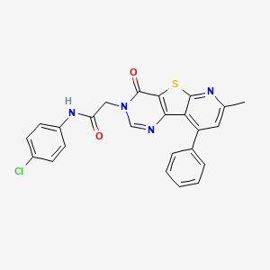 N-(4-chlorophenyl)-2-(11-methyl-6-oxo-13-phenyl-8-thia-3,5,10-triazatricyclo[7.4.0.02,7]trideca-1(13),2(7),3,9,11-pentaen-5-yl)acetamide