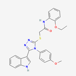 molecular formula C27H25N5O3S B11236967 2-((5-(1H-indol-3-yl)-4-(4-methoxyphenyl)-4H-1,2,4-triazol-3-yl)thio)-N-(2-ethoxyphenyl)acetamide 