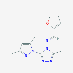 molecular formula C13H14N6O B11236990 3-(3,5-dimethyl-1H-pyrazol-1-yl)-N-[(E)-furan-2-ylmethylidene]-5-methyl-4H-1,2,4-triazol-4-amine 