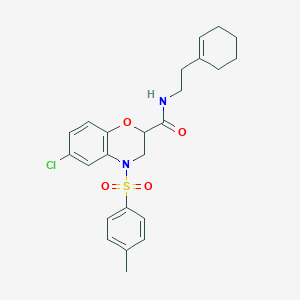 molecular formula C24H27ClN2O4S B11237005 6-chloro-N-[2-(cyclohex-1-en-1-yl)ethyl]-4-[(4-methylphenyl)sulfonyl]-3,4-dihydro-2H-1,4-benzoxazine-2-carboxamide 